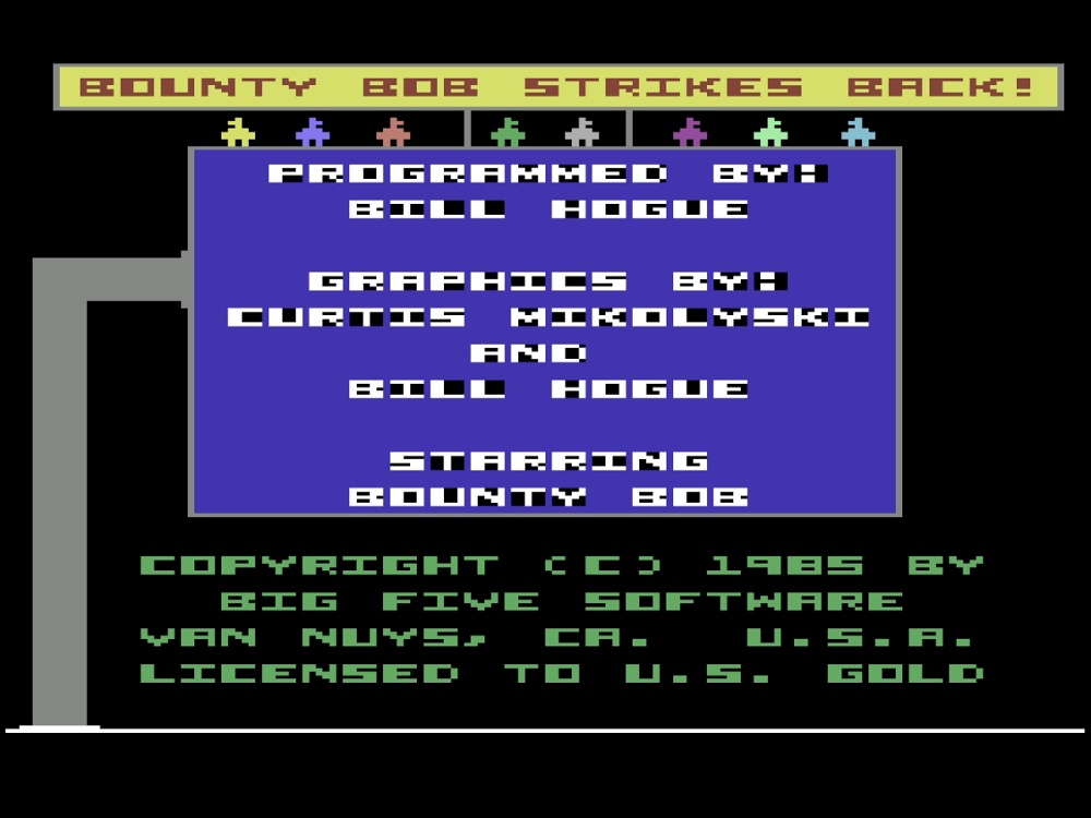 Title Screen of Bounty Bob Strikes Back for Commodore 64